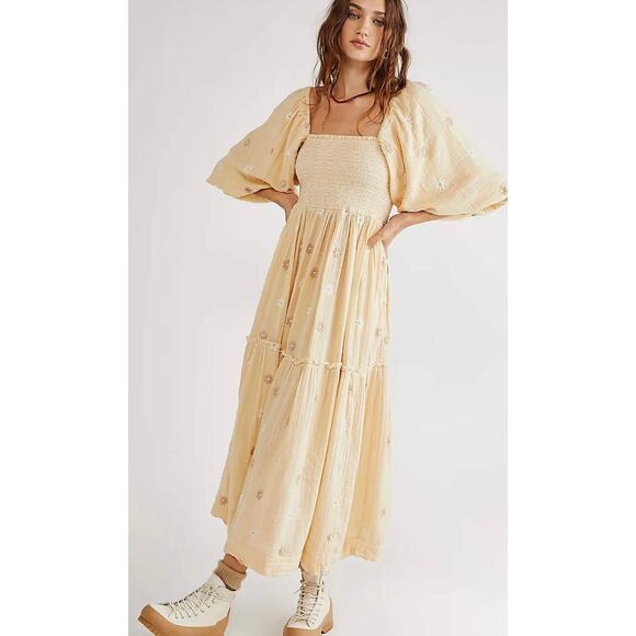 NWT Free People Dahlia Embroidered Maxi Dress, Medium $168 - Picture 1 of 6